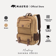 MAURO Mustang Vintage Canvas Leather Backpack 26L Travel Bag Baju Beg Retro Canvas Beg Backpack Kerj