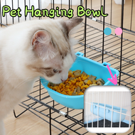 Paws Diary Pet Cage Hanging Food Bowl Removable Cat Dog Feeder Tableware Fixing High Quality Plastic Aviation Box Hanging Dish Supplies (Pink/Blue)