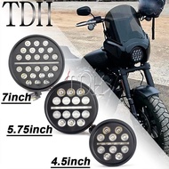 TH 5-3/4" Custom LED Headlight 7" DRL Head Lamp 4.5" Auxiliary Lighting Front Light for Harley Dyna 
