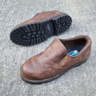 CLEARANCE Steel Toe Slip On Brown Crazy Horse Leather Marikina Made Men's Safety Shoes