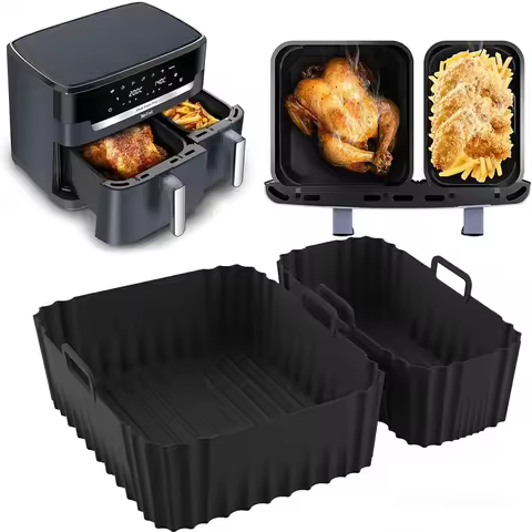 2Pcs Silicone Air Fryer Mould for Moulinex Tefal 5.2l/3.1L,Philips 6L/3L,Lakeland 5L/3L,Tower T17099