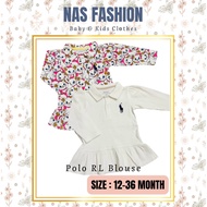 Blouse Dress Polo RL Sulam Polo Flower Cartoon baby girl size 12-36 month