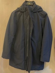 【二手少穿】UNIQLO Hybrid 羽絨長版連帽大衣（S/深藍）