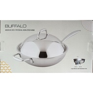 Buffalo 3 Ply Stainless Steel Wok with 304 Stainless Steel Lid