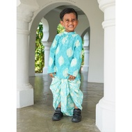 Nimbu Mira Blue Boys Kurta Dhoti Set in Cotton | Kids Ethnic Wear for Deepavali