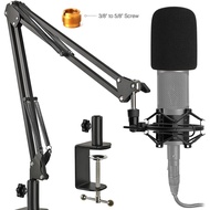 Mic Arm Stand,Adjustable Suspension Boom Arm Stand With Shock Mount,Adapter-Upgraded Microphone Desk