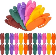 Holibanna 24 Pairs Disposable Foam Slippers Coloured Nail Art Pedicure Travel Portable 29cm, multico