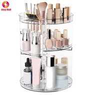 【Qiug Mall】-Spinning Skincare Organizers with Slot Top Cosmetics Storage Shelf with Adjustable Layer