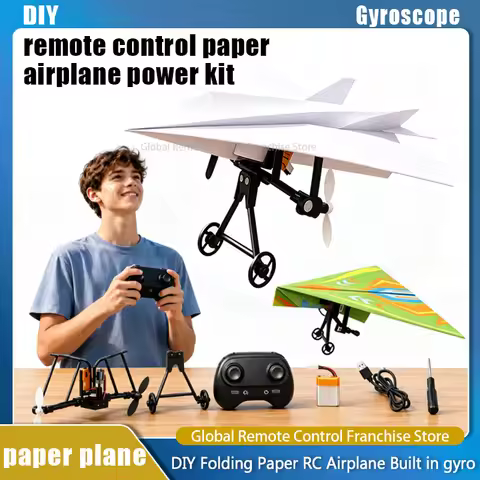 RC Paper Airplane Built in Gyroscope Electric DIY RC Paper Plane Kit Foldable Color Plane Lightweigh
