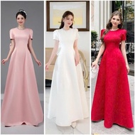 SIZE>65KG LONG Dress WITH SPLITTING LEAF STONE WITH BIG BOW Women's Red Dress