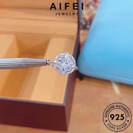 AIFEI JEWELRY And Sterling Silver Perak Original Adjustable 純銀戒指 Simple Ring Moissanite Accessories 925 For Perempuan Korean Diamond Women Shiny Cincin R2493