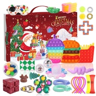 SOMXG261442 25pcs/set Stress Reliever 24 Days Push Bubble Christmas Advent Fidget Toy Set Surprise Gift Countdown Calendar Box