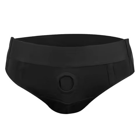 Free Size Black Strap on Harness Briefs Internal Diameter 3.4cm/1.34in Silicone O-Ring Adjustable Wa