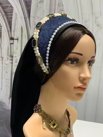 Vintage Women French Tudor Queen Anne Boleyn Costume Hat Renaissance Tudor Cap Crown Bespoke Tudor G