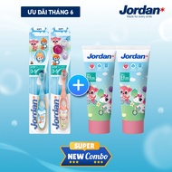 Jordan Step Baby Combo – 2 bàn chải đánh răng trẻ em Jordan Step 2 + 2 Kem đánh răng vị dâu Jordan S