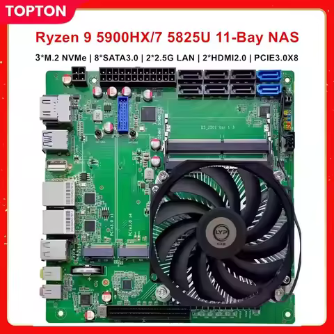 Topton N21 Gaming Motherboard AMD Ryzen 9 5900H HX 7 5825U 5600U 3*NVMe 8*SATA 2*2.5G LAN 2*DDR4 Fir