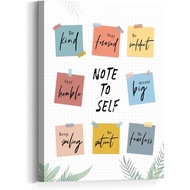 Note To Self Affirmation Wall Art Canvaspositive Motivational Canvas Framed Wall Art Ready To Hang F