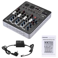 มิกเซอร์ Professional 4-Channel Mic Line Audio Mixer Mixing Console with 3-band EQ 48V Phantom Power