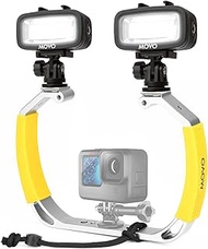 Movo DiveRig1 XL Diving Rig Bundle with Waterproof LED Lights - Compatible with GoPro Hero, HERO5, HERO6, HERO7, HERO8, HERO9, HERO10 and DJI Osmo Action Cam - Scuba Accessories for Underwater Camera