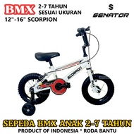 Sepeda Anak Senator Scorpion BMX 12" 16" Roda Bantu Rem Caliper Rangka Steel Kids Bike 2-7 Tahun Laki-Laki