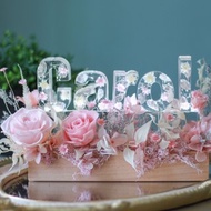 冰晶字母小夜燈 永生花燈座 情人節禮物 開幕花禮