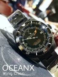 OCEANX AUTOMATIC WATCH SHARKMASTER-V VSMS552 黑鋼自動手錶