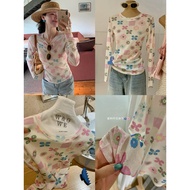 WGWE WGWE | Korean style long-sleeved paper T-shirt with floral patterns – W10695