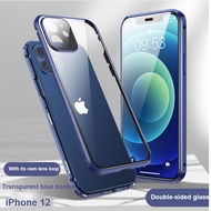 Zeallion 3-in-1 Double Sided Magnetic Adsorption Metal Case for [iPhone 12 Mini 11 Pro XR X XS Max 7