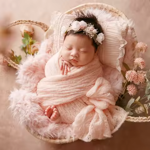 Faux Fur Baby Blanket Lace Pillow Hat Newborn Photograhy Props Pink Newborn Blanket Lace Wrap Ruffle