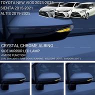 AMAZING TOYOTA NEW VIOS 2023-2025 CAR SIDE MIRROR LED LAMP CHROME ALBINO DRL LIGHT TURN SIGNAL ACCES