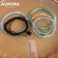 Aurora 3PCS/Set Natural Jade Agate Bangle Bracelet Lucky Charms Jewelry HB1735