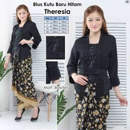 atasan kebaya encim modern kutu baru lengan panjang - hitam xl