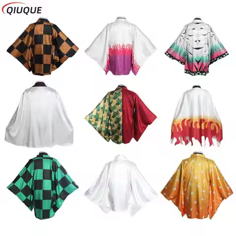 Kochou Shinobu Kamado Tanjirou Cloak Cosplay Costume Kimono Brocade Cape Dark Fringe Haori