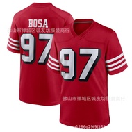 Penghantaran hari yang sama Baju Bola Sepak NFL 49ers 97 Jersi Retro Merah 49ers Nick Bosa