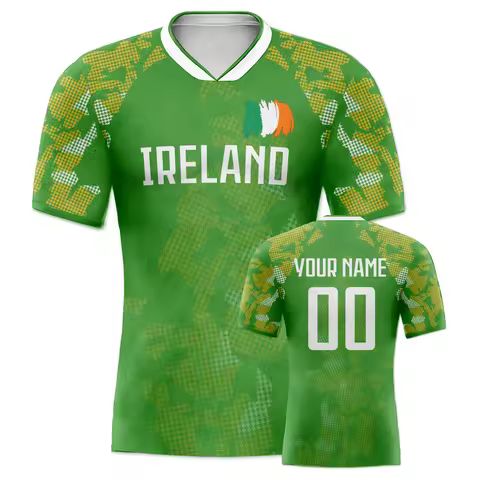Custom Ireland Soccer Jersey Personalized Name Number, National Team Football Shirt V-Neck Flag Desi