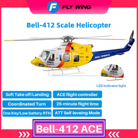 FLYWING Bell412 scale Helicopter 1:16 470size LED light ACE Controller GPS 6CH helicopter Brushless 