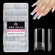 UNA GELLA Medium Square Nail Tips Pre-file 504 Pcs Half Matte Square Gel X Nail Tips 12 Sizes Half C