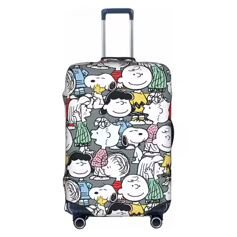 Custom Snoopy Woodstock Charlie Brown Lucy Travel Luggage Cover Elastic Sally Brown Suitcase Cover P
