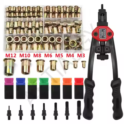 300/220/90pcs M3 M4 M5 M6 M8 M10 M12 Zinc Plated Carbon Steel Flat Head Rivet Nuts OR BT606 Manual R