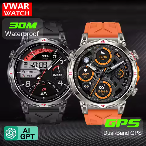 VWAR GPS Smart Watch Men 30m Waterproof Compass GPS Smartwatch Bluetooth Call 1.56" AMOLED Screen Mi