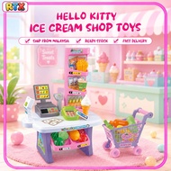 Hello Kitty Ice Cream Shop Toy 49PCS | Kids Cash Register Playset with Scanner & Trolley (3+)