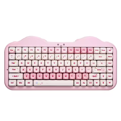 YUNZII C75 Pink Wireless Mechanical Keyboard, 75% Creamy Hot Swap RGB Keyboard, Gasket Mount Cute Ca
