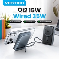 Vention Qi2 15W 10000mAh Power Bank 35W PD PPS Fast Charging Powerbank Built in C cable with Magneti