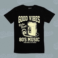 Mens// Good Vibes 80S Music Retro T-Shirt