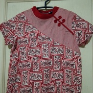 blouse batik merah free size lengan pendek