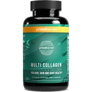 Primal Harvest Multi Collagen Pills for Women and Men (Type I, II, III, V, X) 120 Capsules w/Vitamin