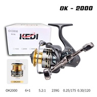 รอกสปิน รอกสปิน เเขนคู่ รุ่น KEDi2000-7000 สปูลโลหะ เเข็งเเรง เเรงดึง 10-18 kg. กำลังเบรคสูงสุด 8 kg