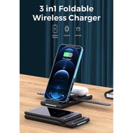 Foldable 3-in-1 Wireless Charger Business Gift Vertical Dual Coil Phone 15W Fast LFT9