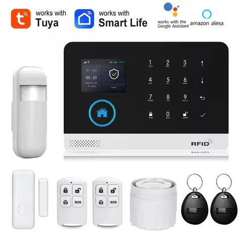 Google Smart Home Tuya GSM Alarm System 2G Wifi System for House Security Wireless Door Sensor Smart
