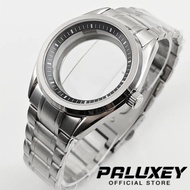 PALUXEY 40mm GS Case Black Chapter Ring Sapphire Glass Watch Case Stainless Steel Strap Fit NH35 NH3